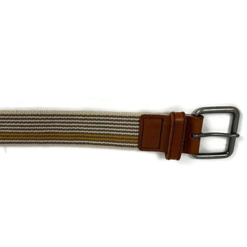 FAT FACE Woven Belt with Bronze-Tone Metal Buckle Preppy Size Large 37-41 Inches